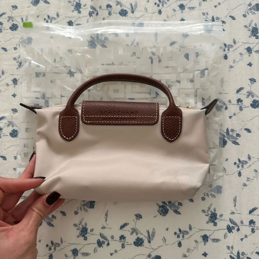 Longchamp Cream and Brown Cosmetic Bag - Picture 5 of 6